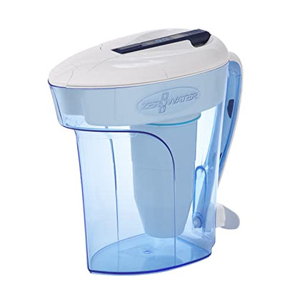 ZeroWater 7 cup water filter jug with advanced 5-phase filtering, water quality meter and water filter cartridge included, 1.7 litres