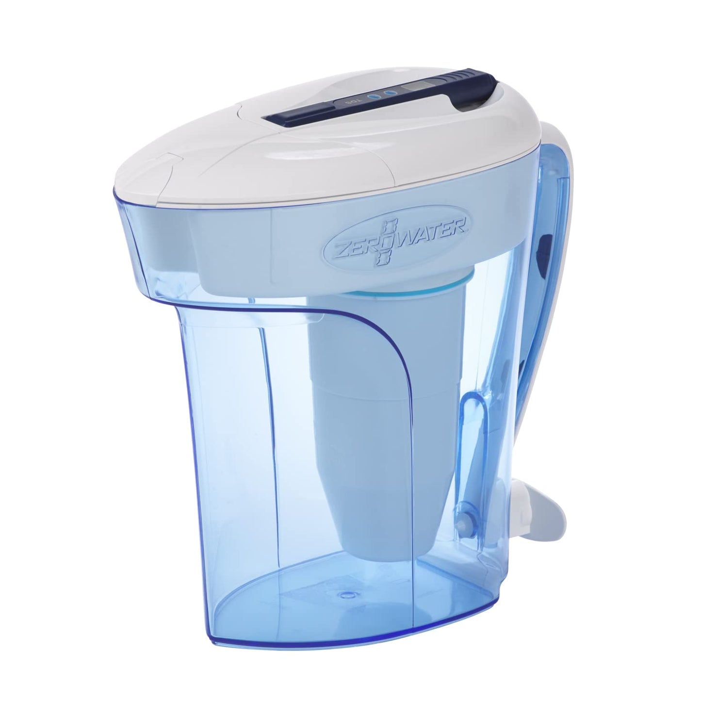 ZeroWater 7 cup water filter jug with advanced 5-phase filtering, water quality meter and water filter cartridge included, 1.7 litres