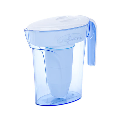 ZeroWater 7 cup water filter jug with advanced 5-phase filtering, water quality meter and water filter cartridge included, 1.7 litres