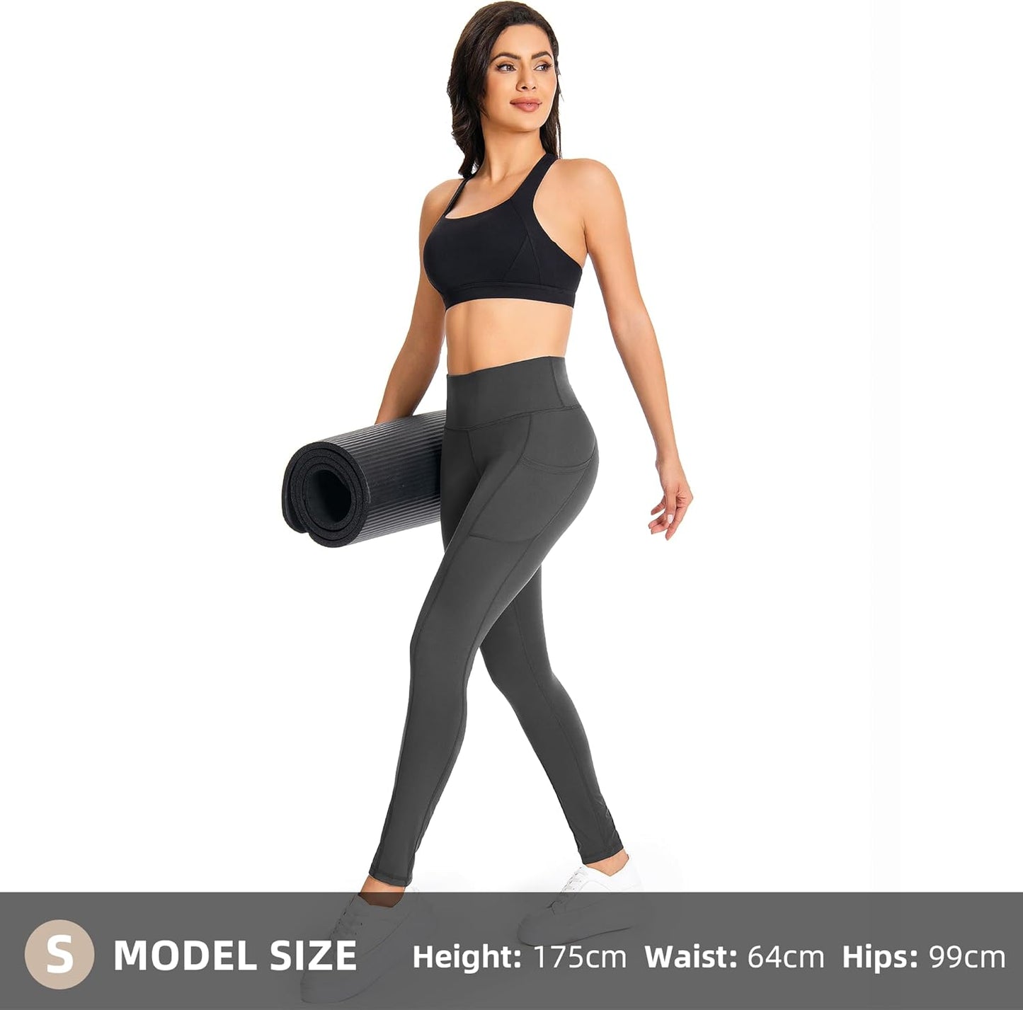 GymCope Vrouwen Leggings Hoge Taille Sportbroek met Telefoonzakken, Opaque Yoga Pants voor Vrouwen voor Yoga, Wandelen, Hardlopen en Mode.