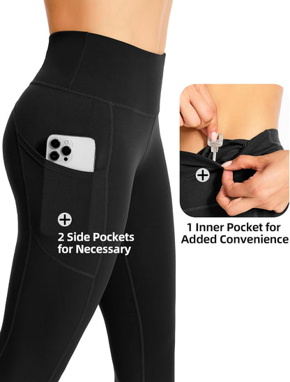GymCope Vrouwen Leggings Hoge Taille Sportbroek met Telefoonzakken, Opaque Yoga Pants voor Vrouwen voor Yoga, Wandelen, Hardlopen en Mode.