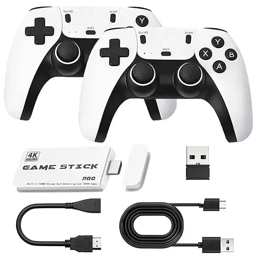 Wireless Retro Game Console, 40000+Games and 23 Emulators, Plug and Play 4K HD HDMI TV Game Stick, with Dual Wireless Controller