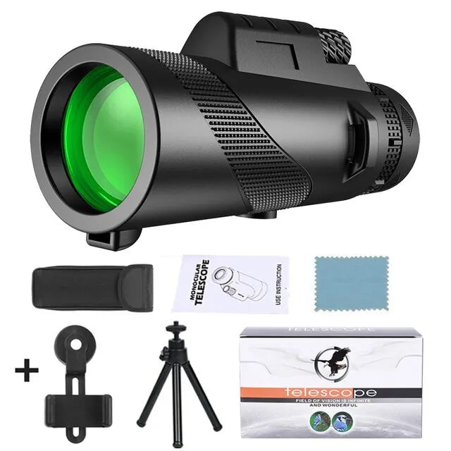 80x100 HD Zoom Monoculaire Telescoop: Krachtige draagbare verrekijkers voor jagen, kamperen en buitenverkenning